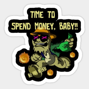 Vintage Design Illustration - Time To Spend Money Sticker